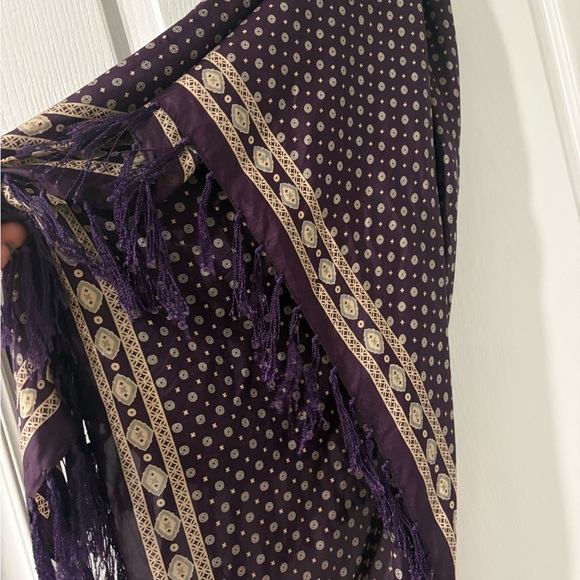 Roots Accessories - Roots Purple & Cream Print Silk Scarf (Large)